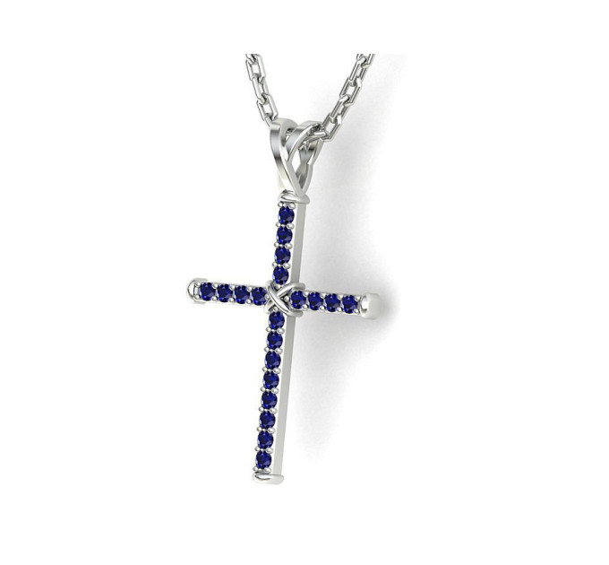 Golden cross with sapphires 806130САПФ