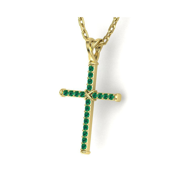 Golden cross with emeralds 806120СМАР