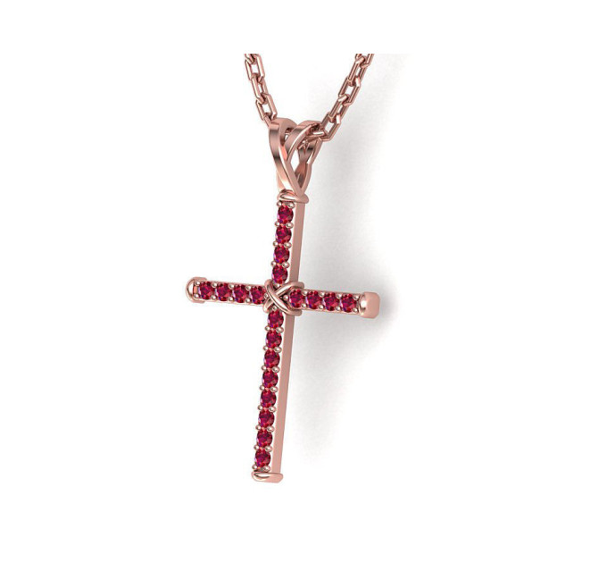 Golden cross with rubies 806110Р-2 - Crosses from Jewelry Arts. Photo No. 1