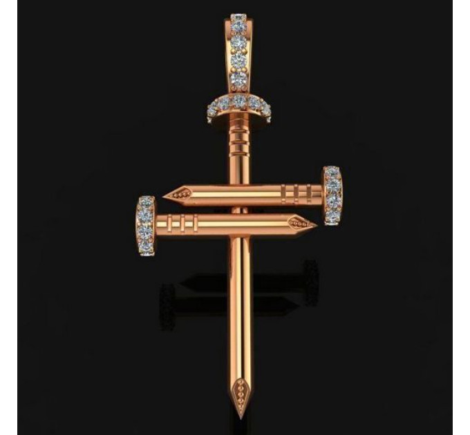 Golden cross Nail with diamonds 808110ДБ-1