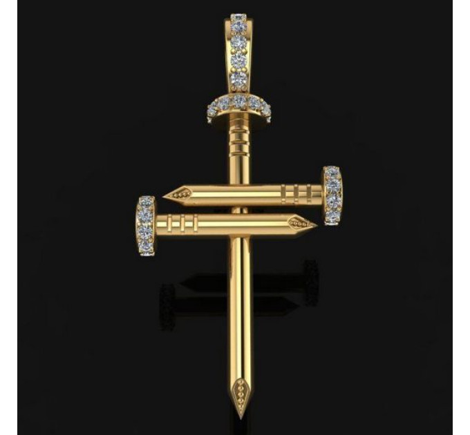 Golden cross Nail with Moissanites 808120М-2