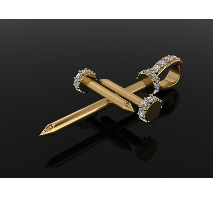 Golden cross Nail with diamonds 808110ДБ-1
