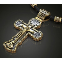 Крестик из серебра и золота Святая молитва 814232