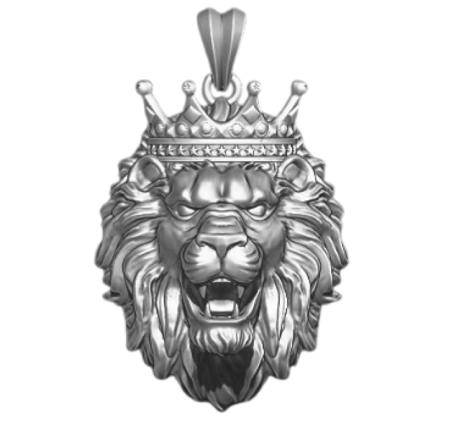 Silver pendant Lion at the crown 324232