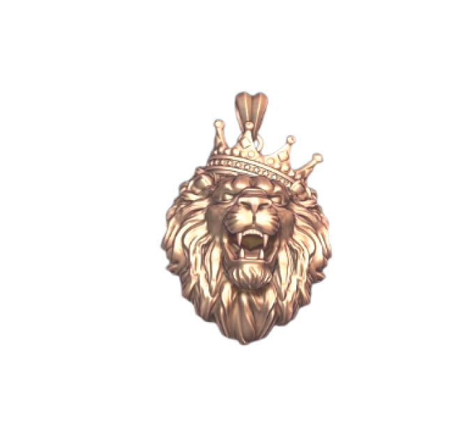 Кулон золотой Лев в короне набок 326110