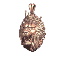 Gold pendant Lion in a crown on one side 326110