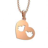 Gold-plated Heart pendant with two birds 304213-2