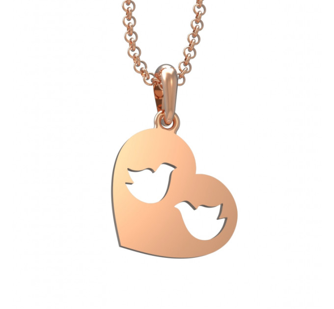 Gold-plated Heart pendant with two birds 304213-2