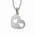 Silver pendant for mothers Heart with two birds 304232-2