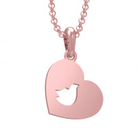 Gilded pendant for mothers Heart with a bird 304213-1