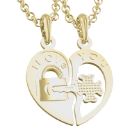 Pendants for two gilded Key and lock 302223