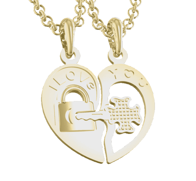 Pendants for two gilded Key and lock 302223 - Couple Pendants from Jewelry Arts In the UMGold store