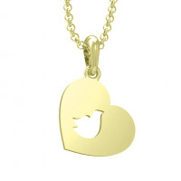 Heart with a bird gilded pendant 304223-1