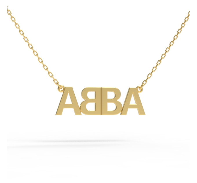 A pendant with a name on a gold-plated chain 320223-0,4 ABBA