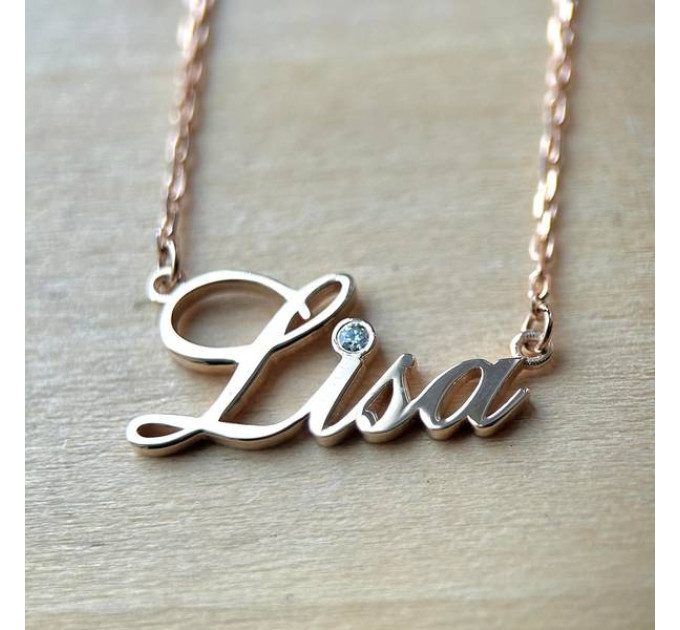 Personalized gold pendant on a chain 320110-0,4фб Lisa. Photo-N]