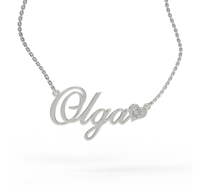 Silver name pendant on a chain 320232-0,4фб Olga