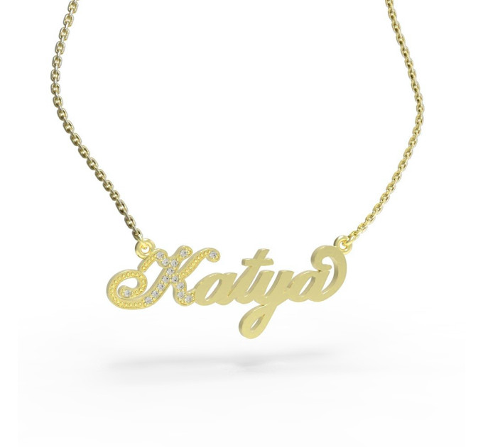 A pendant with a name on a gold-plated chain 320223-0,4фб Katya-2