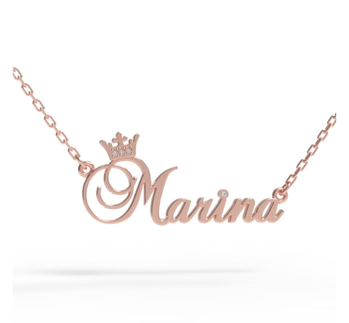 Gold name pendant on a chain 320110-0,4фб Marina