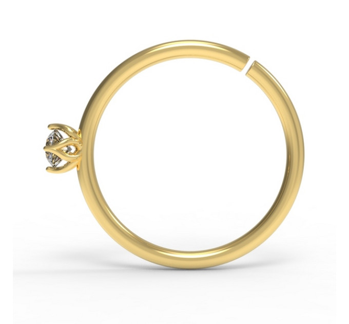Кольцо для пирсинга золотое c фианитом Лотос 502120фб-2,0-10-0,8