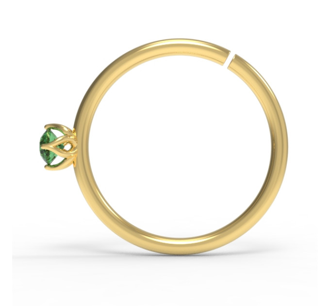 Кольцо для пирсинга золотое Лотос с изумрудом 502120СМАР-2,25-10-1,0