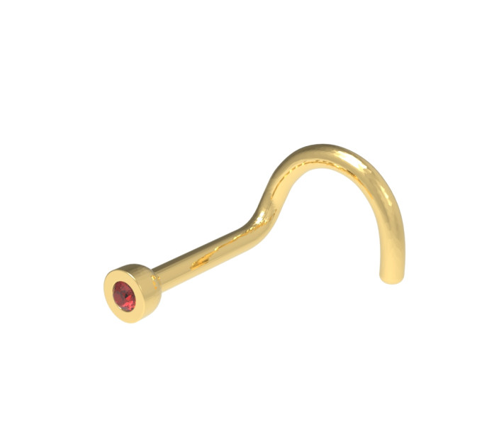Пірсинг в ніс золотий з рубіном 503120Р-1,0