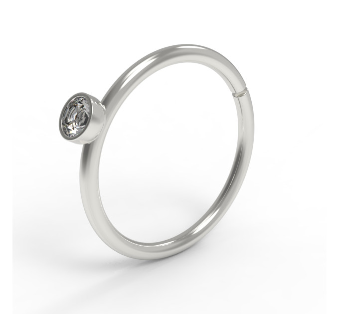 Кольцо для пирсинга серебряное c фианитом 504232фб-2,0-10-1,0
