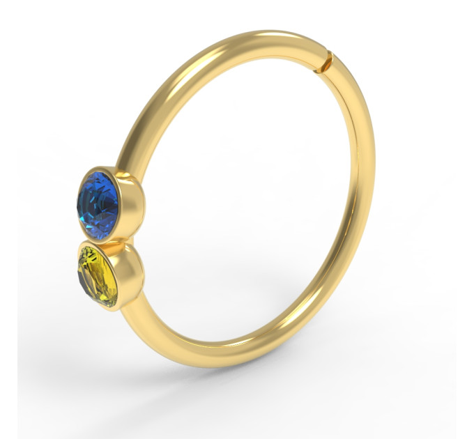 Кольцо для пирсинга золотое c фианитами 506120фжб-2,0-10-1,0