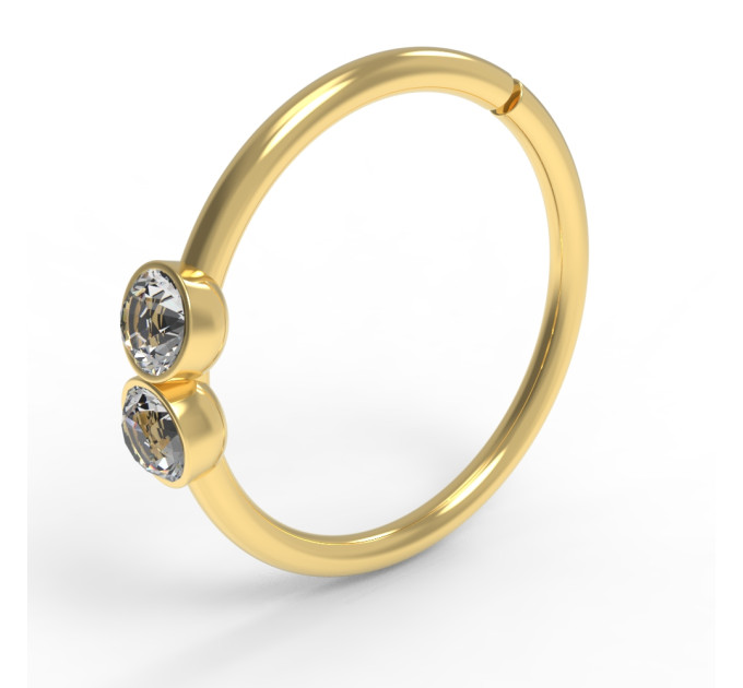 Кольцо для пирсинга золотое c фианитами 506120фб-2,0-10-1,0