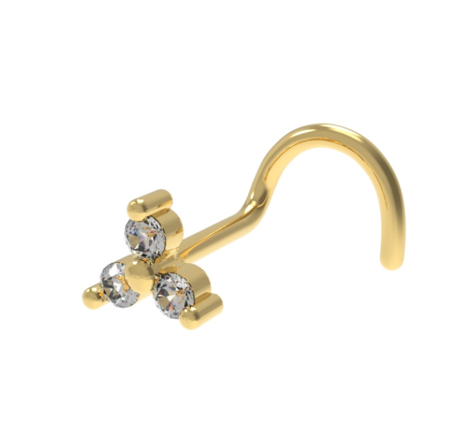 Пірсинг в ніс золотий з діамантом Трилисник 515120ДБ-3/5-1,5