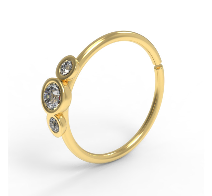 Кольцо для пирсинга золотое с бриллиантами 547120ДБ-2,0-8-1,0