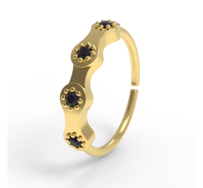 Кольцо для пирсинга золотое с бриллиантами 548120ДЧ-1,25-10-1,0