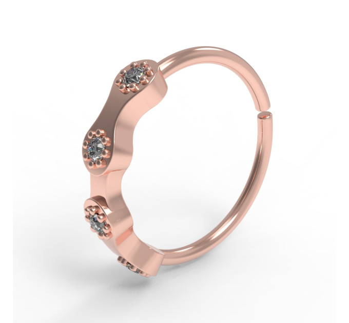 Кольцо для пирсинга золотое с бриллиантами 548110ДБ-1,25-8-0,8