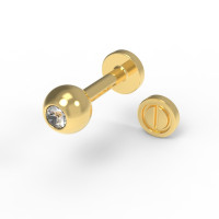 Cartyer gold labret with stone 553120ДБ3/5-6-1,2-4,0