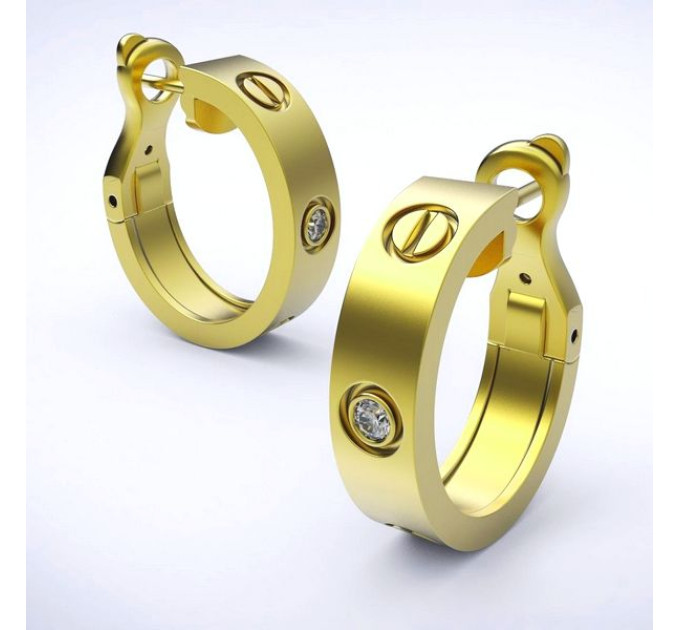 Gold earrings Love 215120фб