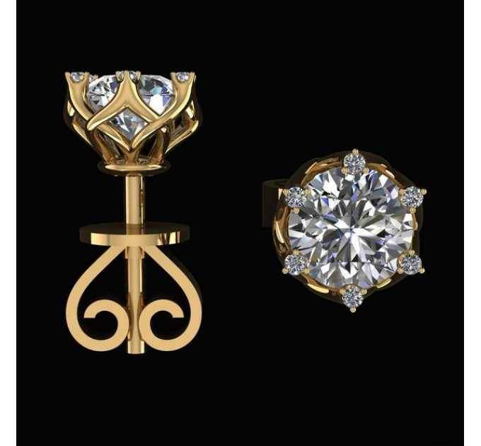Gold stud earrings with moissanite 222110M-6
