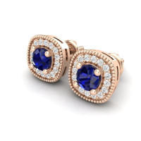 Gold earrings with diamonds and topaz 225110DBTOP