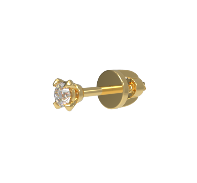 Gold Screw-Back Stud Earring 251120M-585 with 3.5 mm Stone