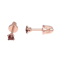 Gold Screw-Back Stud Earring 251110R-585 with 3.5 mm Ruby