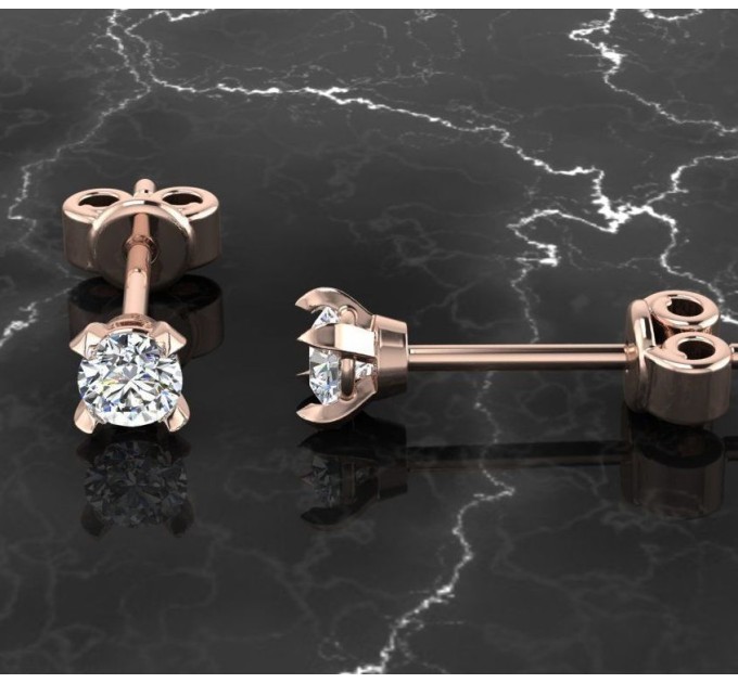  Серьги-пусеты золотые с фианитом на закрутке 3,0 мм 252110фб-3,0-750. Фото-2 