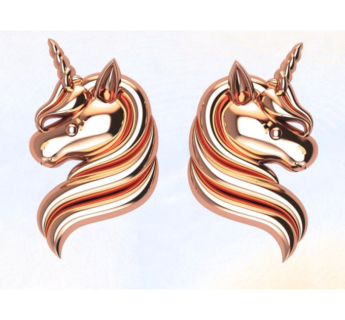 Gold stud earrings Unicorn 219110