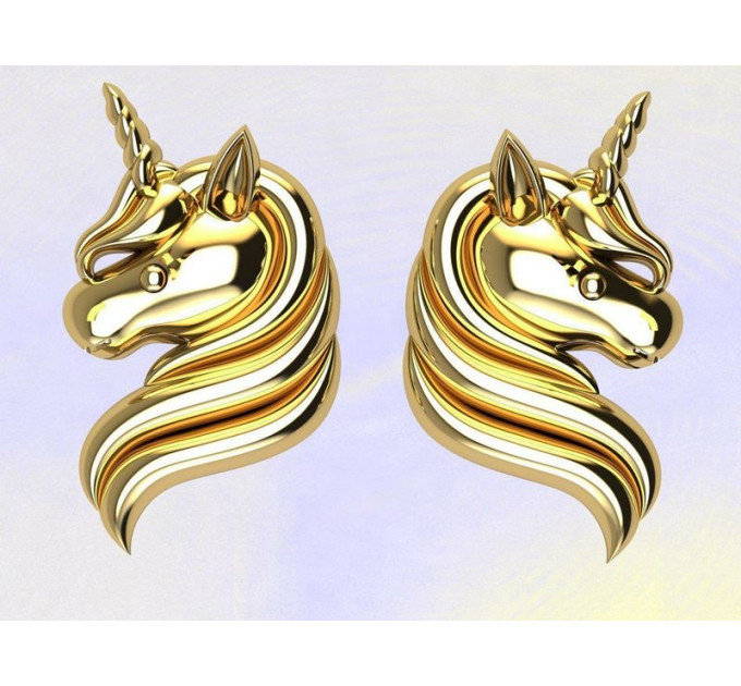 Gold stud earrings Unicorn 219120