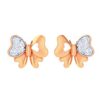 Gold stud earrings Butterfly hearts 221110fb
