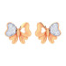Gold stud earrings Butterfly hearts 221110fb