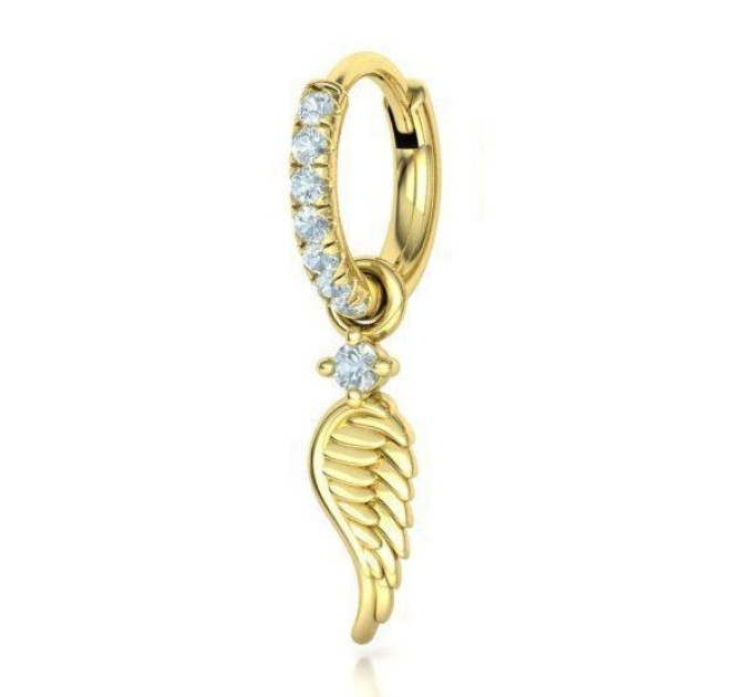 Gold angel wing earring 205120фб