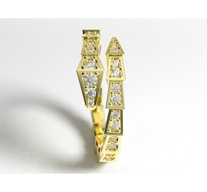 Золотое кольцо в виде змеи 750 пробы  106120ДБ-1 - Women's rings from Jewelry Arts. Photo No. 2