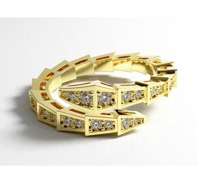 Золотое кольцо в виде змеи 750 пробы  106120ДБ-1 - Women's rings from Jewelry Arts. Photo No. 1