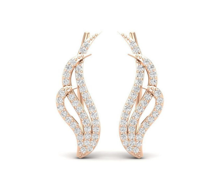 Серьги каффа золотая с бриллиантами 232110ДБ - Helix Earrings from Jewelry Arts. Photo No. 2