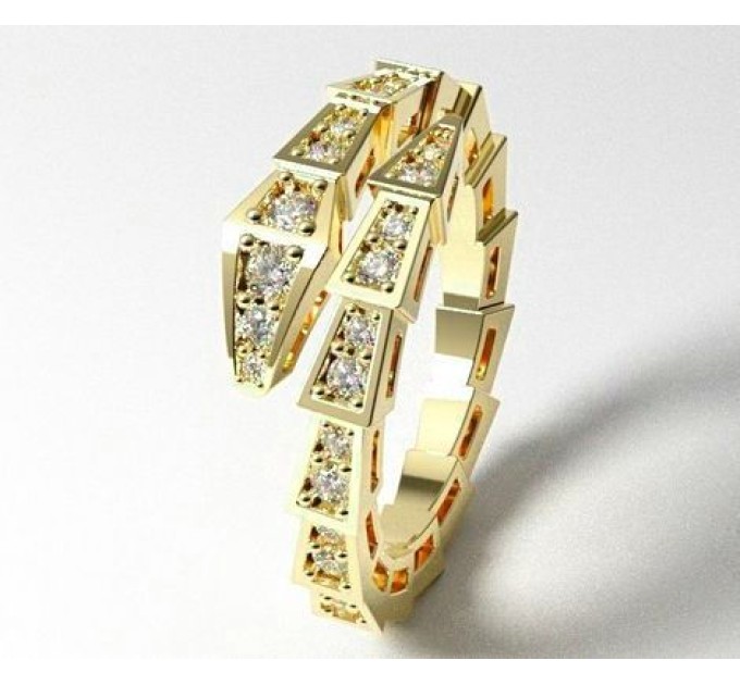 Золотое кольцо в виде змеи 750 пробы  106120ДБ-1 - Women's rings from Jewelry Arts In the UMGold store