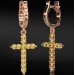 Mono earring gold Cross with cubic zirconia 223110fk