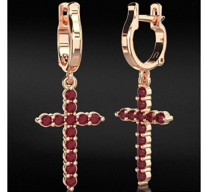 Mono earring gold Cross with cubic zirconia 223110fk